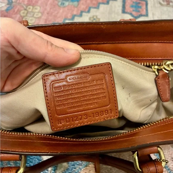 Coach Brown Leather Satchel with Gold Hardware - Picture 9 of 13